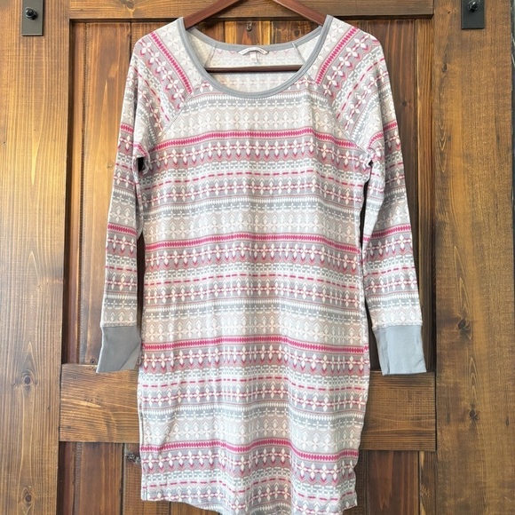 Victoria's Secret Other - Victoria’s Secret Waffle Knit Fair Isle Nightgown Dress Pajamas Stretch Large